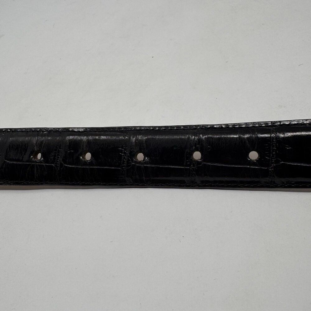 Vintage ONYX 19403 Black Leather Belt Size 28 Marked 1993 90s Silver Buckle Tip - Picture 11 of 14